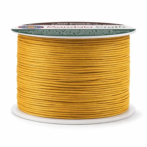 0.5mm Gold Cotton Waxed Cord for Jewelry Making (327 Foot)