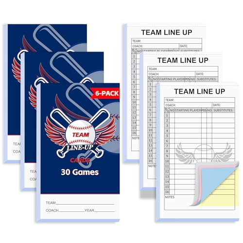 180 Baseball Lineup Cards with 4 (6 Count)