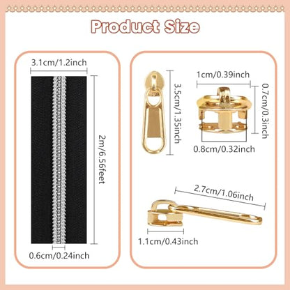 17.8 Yards Endless Zippers by The Meter Black White Zipper 6 mm Spiral + 32 Nonlock Zippers