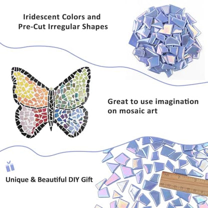 Iridescent Glass Mosaic Tiles for Crafs Bulk (7.05 Ounce)
