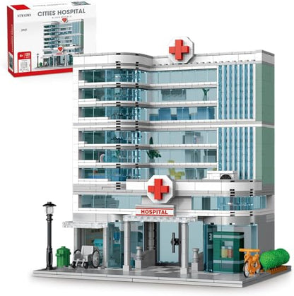City Hospital Building Set Compatible with Lego 1350pc LED Lighting (1350 Count)