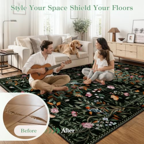 Floral Washable Runner Rug 2x8 Non Slip
