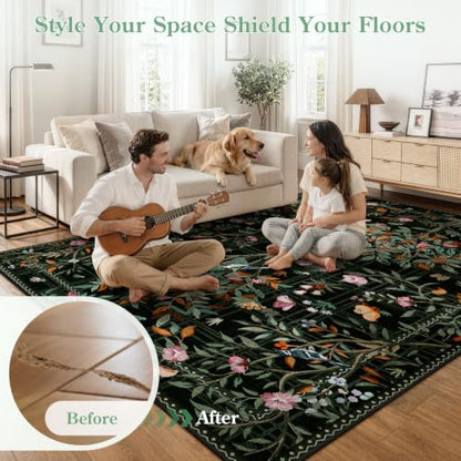 Floral Washable Rug Runners for Hallways Non Slip
