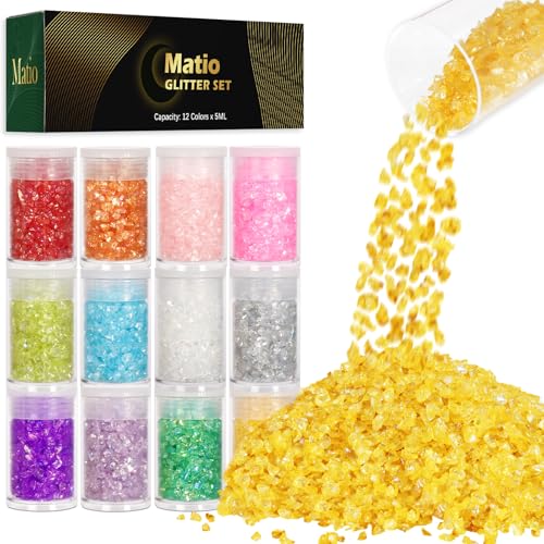 12 Colors Iridescent Crushed Glass (4.23 Ounce)