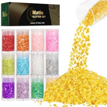 12 Colors Iridescent Crushed Glass (4.23 Ounce)