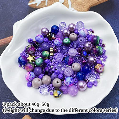Assorted Glass Resin Beads Multi Size Colors Smooth Cracked Gravel Millet Spacer Beads for Bracelets Necklace Earring DIY Jewelry Making Craft