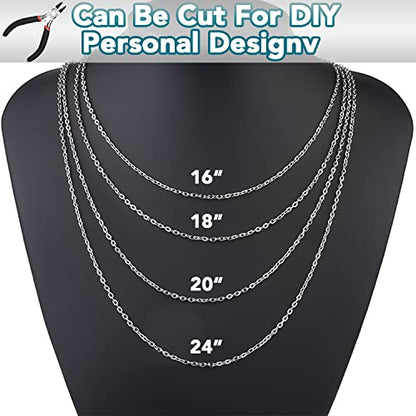 33ft Silver Stainless Steel Chain 2mm Jewelry Necklace Link Cable Chain for Jewelry Making Bracelets Earring Craft Supplies DIY Findings
