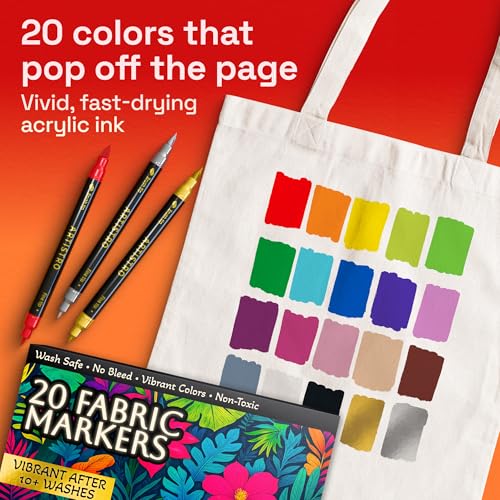 20 Fabric Markers for Clothes and Textiles (20 Count)