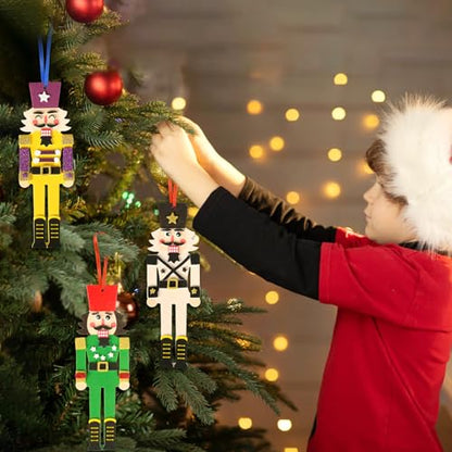 12 Pack Nutcracker Craft Kit for Kids Make You Own Foam Stickers Ornament DIY Christmas Arts and Crafts fo Chirstmas Party Supplies Christmas Tree Decoration (12 Count)