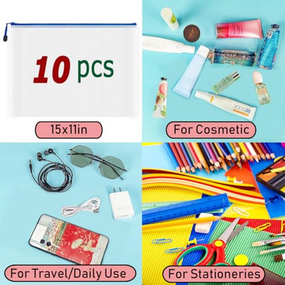 10 Pcs Zipper File Bags (10 Count)