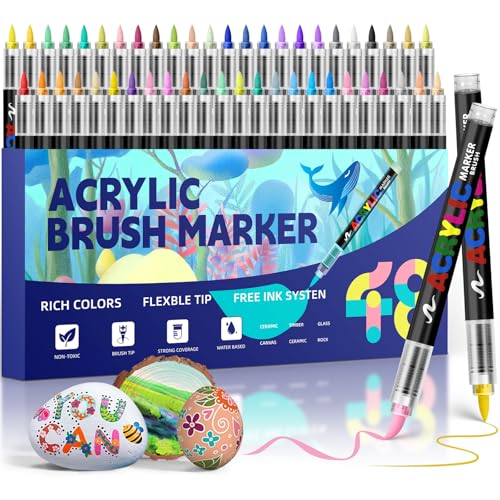 Acrylic Paint Markers Brush Tip (48 Count)