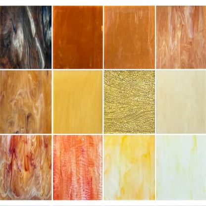 12 Sheets Mixed Amber Stained Glass Sheets (12 Count)
