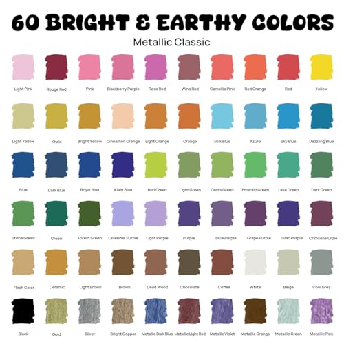 60 Colors Dual Tip Acrylic Paint Markers