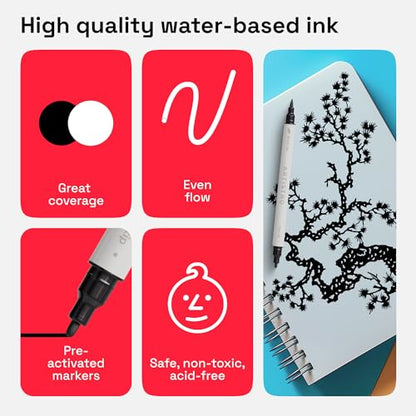 Black Dual Tip Acrylic Paint Pens (2 Count)