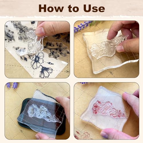 4 Sheets Clear Stamps with 2 Blocks (6 Count)