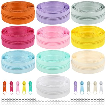 22.2 Yards 20 m 10 Pieces Assorted Colors #5 Nylon Coil Zippers
