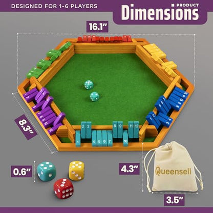 Color Shut The Box Game Wooden Board for 1
