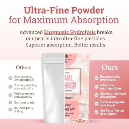 4-in-1 Pearl Powder Organic Quality for Teeth, Eyes, DIY Masks & Drink, 60g (2.12 Ounce)