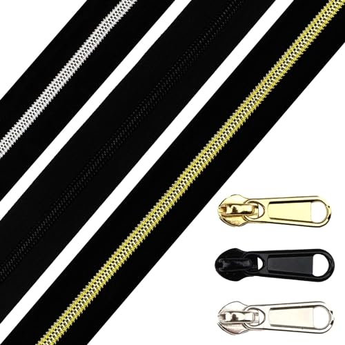16.5 Yards 3 Piece Assorted Nylon Coil Zippers with 30 Sliders for DIY Tailoring and Crafts (3 Count)
