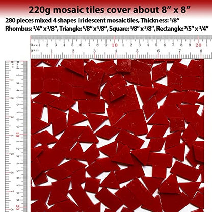 Iridescent Red Glass Mosaic Tiles (9 Ounce)