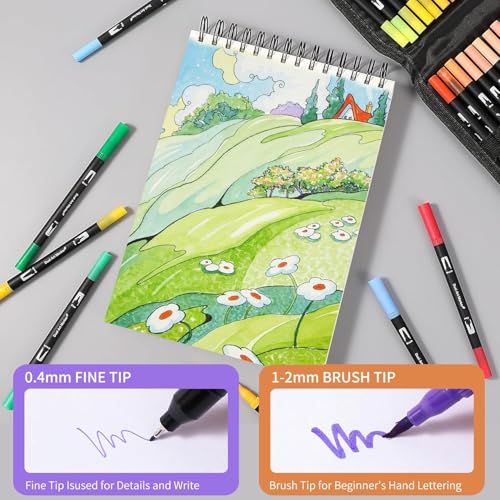 100 Colors Dual Tip Watercolor Markers Pens for School Supplies (100 Count)