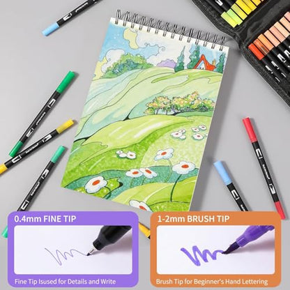 100 Colors Dual Tip Watercolor Markers Pens for School Supplies (100 Count)