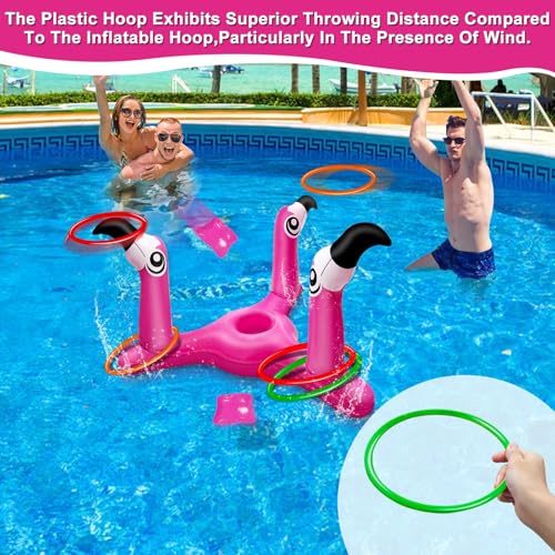 Bean Bag & Ring Toss ] Inflatable Flamingo Pool Toys Games Set 2 (9 Count)