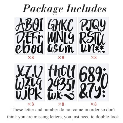 576 Pcs 8 Sheets Letters Stickers Vinyl Alphabet Number Decals Back to School Supplies for Water Bottles Cups Mailbox Scrapbooking Bulletin Board Classroom Decor (8 Count)