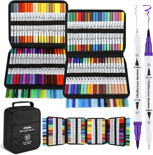 Adult Coloring Book Markers 160 Color Dual Tip Water (160 Count)