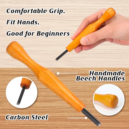 5 Pcs Linoleum Carving Tool Set Wood Handle Linocut (5 Count)