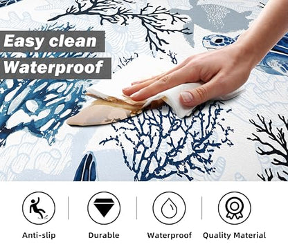 Boho Kitchen Rugs Set 2 Pieces Memory Foam Colorful Ceramic Comfort Tile Floor Mat Anti Fatigue Non (8.4167 Sq Ft)