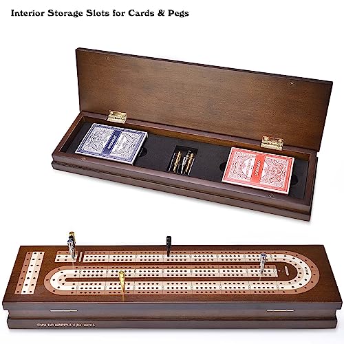 Wooden Cribbage Board Game Set with Magnetic Lock