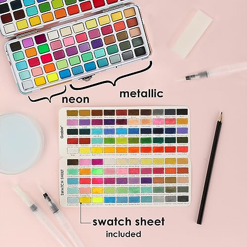 Watercolor Paint Set of 100 Color with Brush Pens (15.4853 Ounce)