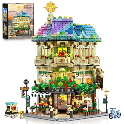 Flower Cafe House Building Set with Lights for Adults