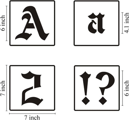 6 Inch Alphabet Letter Stencils for Painting - 70 Pack Old English Letter Stencil Templates with Numbers and Signs for Painting on Wood, Reusable Letters Stencils for Chalkboard Wood Signs & Wall Art