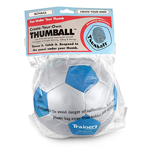 Create-Your-own Thumball 6", Blue, (Includes Marker) | Develop Your Own Ice Breakers - Customize Learning Reinforcement Tools | 30 Blank Panels