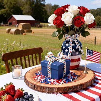 4th of July Red White and Blue Cotton Ribbon 5 (36 Foot)