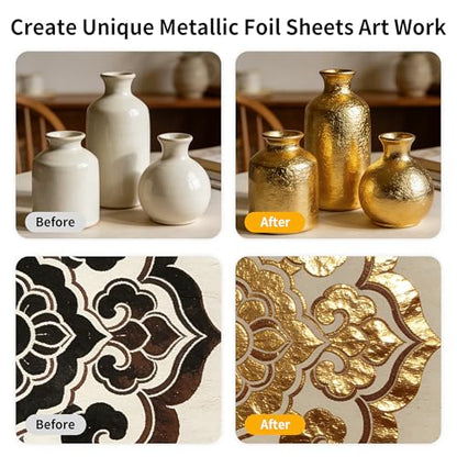 Gold Leaf Sheets 200 PCS 20 Colors Metal Foil 3.15 x 3.35 Inches