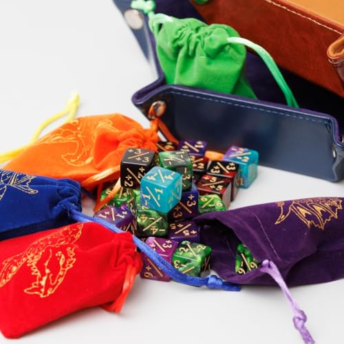 MTG Counter Dice Set 48 Pcs D6 MTG Dice Life Counters Tokens Dice for Magic Card Game Accessories with 6 Pcs Drawstring Bags and Tray (56 Count)