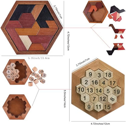 12 pcs Wooden Brain Teaser Puzzle and Metal 3D Unlock Interlocking Jigsaw Educational Toy for Kids and Adults Brain Games Durable Easy to Assemble Birthday Gifts Educational Toys