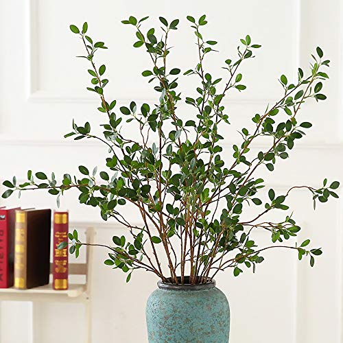 43" Artificial Greenery Stems Plants Faux Leaf Green Eucalytus Branches Ficus Twig Fern Fake Green Bushes Shrubs for Home Party Wedding Decoration (4 Count)