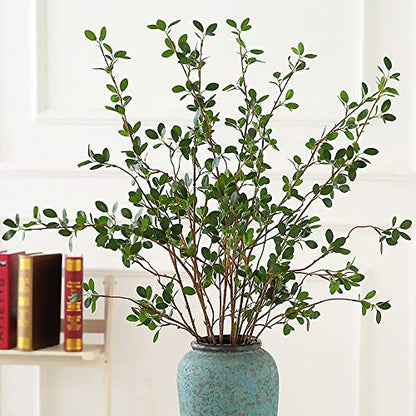 43" Artificial Greenery Stems Plants Faux Leaf Green Eucalytus Branches Ficus Twig Fern Fake Green Bushes Shrubs for Home Party Wedding Decoration (4 Count)