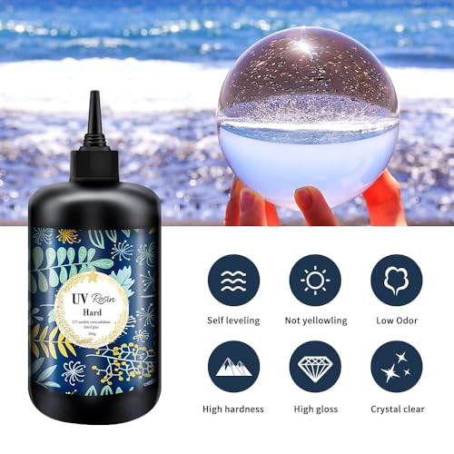 Crystal Clear Hard UV Resin Upgraded Formula Ultraviolet Fast Curing for Jewelry Making Craft Decoration