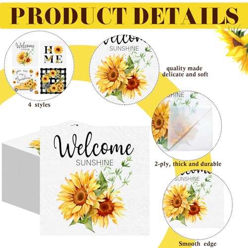 200 Pieces Summer Sunflower Cocktail Napkins 2