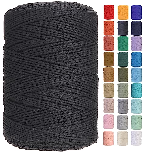 Macrame Cord 3mm x 546yards Natural Macrame Cotton Rope Colored Macrame Rope Soft Cotton Cord Macrame Supplies Craft Rope Macrame Yarn for Plant Hanger Wall Hanger Dreamcatcher