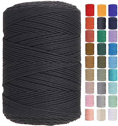 Macrame Cord 3mm x 546yards Natural Macrame Cotton Rope Colored Macrame Rope Soft Cotton Cord Macrame Supplies Craft Rope Macrame Yarn for Plant Hanger Wall Hanger Dreamcatcher