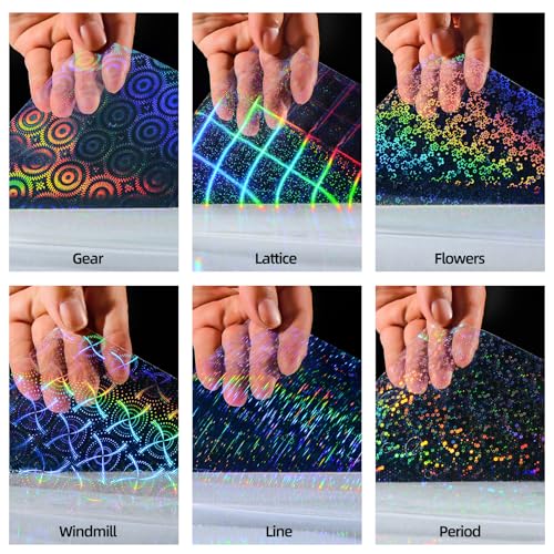 36 Sheets Holographic Laminate Sheets 8.5x11 Inch Self Adhesive 6 Patterns (36 Count)
