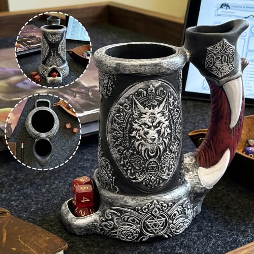 DND Dice Tower Mug Dice Roller Tower with 7 PCS Dice Set