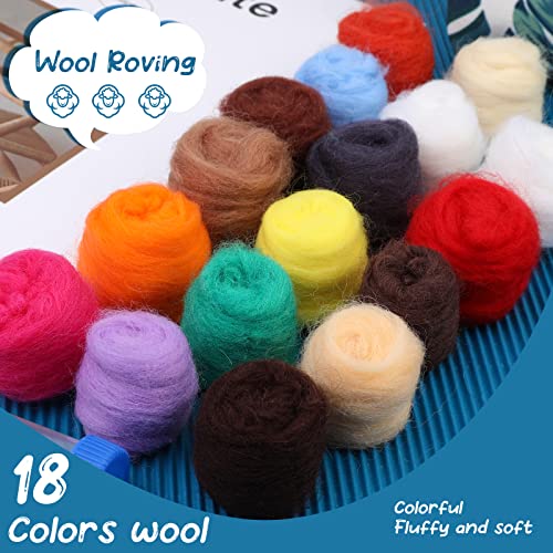 Needle Felting Kit 18 Colors Wool Felting Kit Wool Roving Set