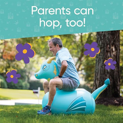 Hop N Go Inflatable Blue Dragon Bouncy Riding